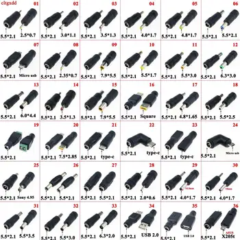

1X DC Power male to female 2.5x0.7 6.5*4.4 4.0X1.7 3.0*1.1 5.5*2.5 type c usb to 5.5*2.1 plug Converter Laptop Adapter connector
