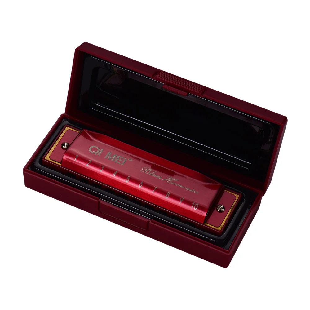 QI MEI 1020 Blues Harmonica Key of C 10 отверстий 20 мелодий Diatonic Harp мундштук с салфеткой для чистки
