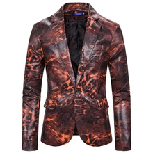 Мужской блейзер с модным леопардовым принтом и зубчатым воротником, с длинным рукавом, весенне-осенняя мужская приталенная верхняя одежда большого и высокого размера, мужская одежда