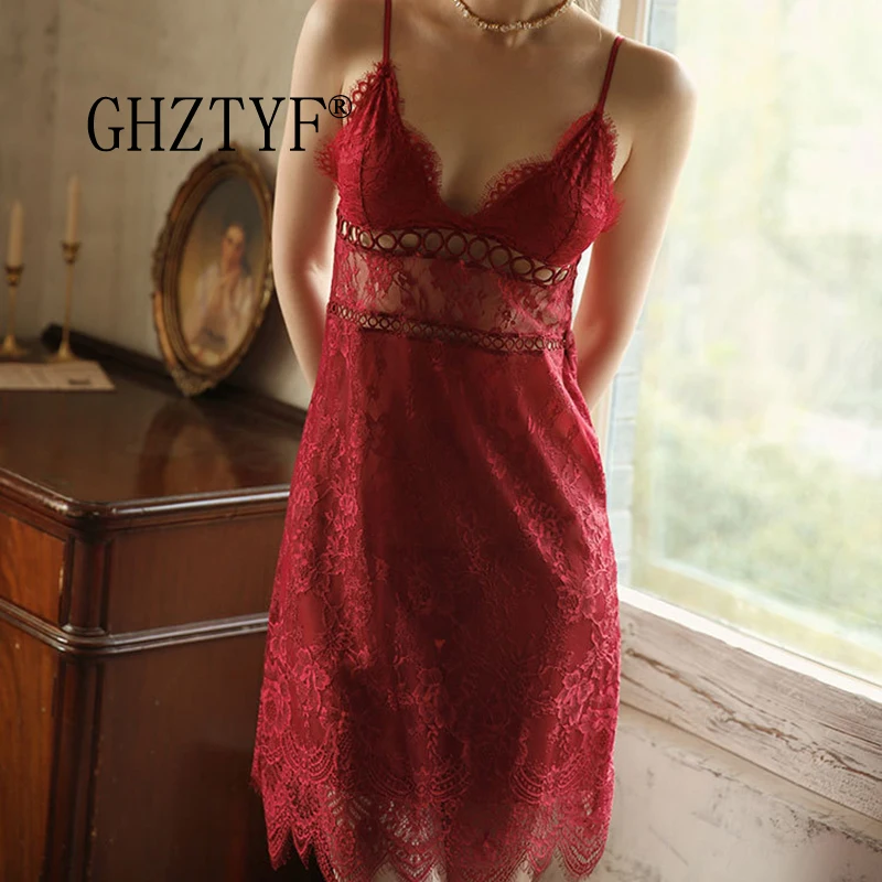 Нижнее белье GHZTYF сексуальная эротическая женская ночная рубашка с V образным