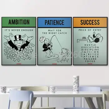 

Alec monopolies Inspiration Success Ambition Patience Canvas Poster Wall Art Painting HD Picture Print Office Room Decoration