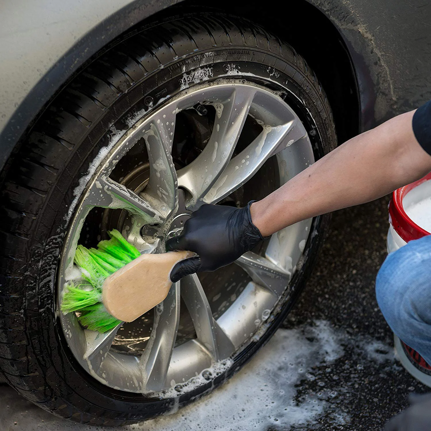 Upholstery Detailing Exterior Short Handle Wheel Tire Body Brush Polish For Auto Car Cleaning Brush Interior Floorliner Carpet