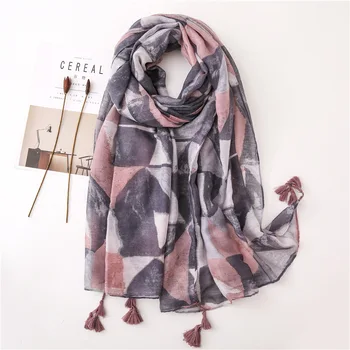 

Luxury brands Beach sunscreen quality colour shawl new spring and autumn print silk scarves women Fashion Cotton and linen scarf