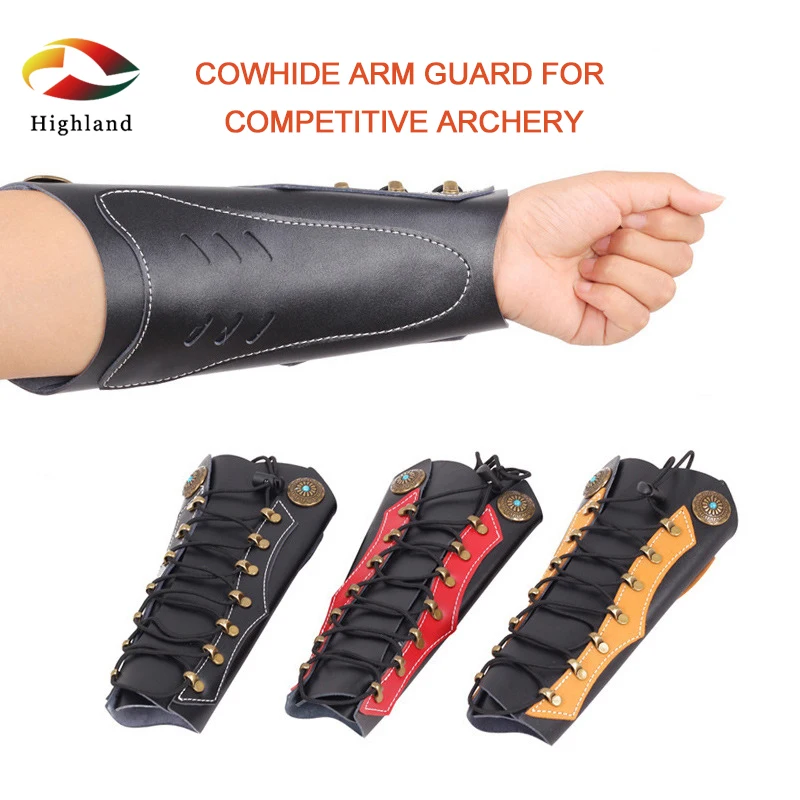 High Quality Cowhide Leather Archery Arm Guards Sleeve Guards Archery Hunting Shooting Archer