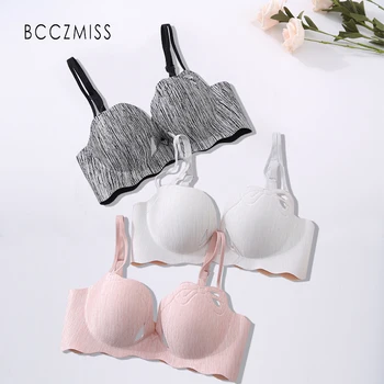 

BCCZMISS Sexy Colorful Lingerie Push up One-piece seamless Solid Fashion Bralette Without Rim Bra Gather Cleavage Underwear