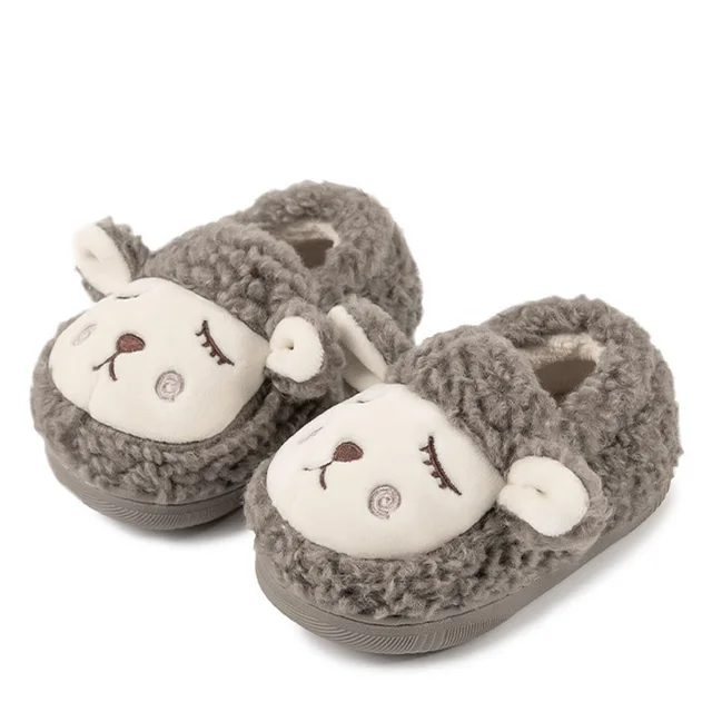 Chausson en laine motif mouton pour bébé garçon Pantoufles d int rieur en coton pour enfants antid rapantes en laine d agneau chaudes mignonnes
