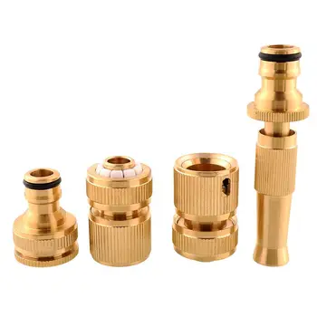 

4Pcs Brass Threaded Water Pipe Tap Quick Connectors Adaptor Fitting Spray