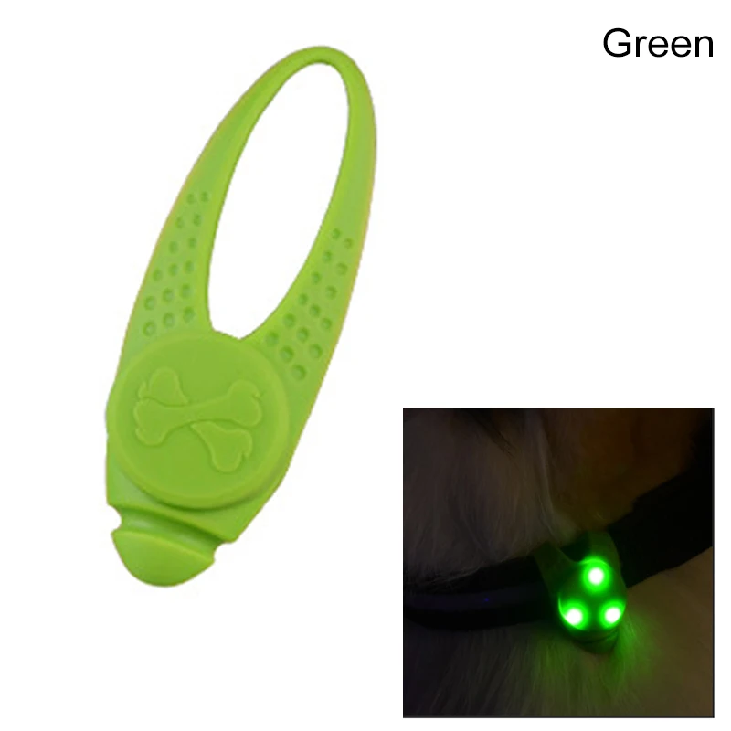 Safety Necklace Luminous Blinking Collar Dog LED Lamp Collars 1Pc Silicone Dog Harness Collar Glowing Pendant 8*2.5cm - Цвет: Зеленый