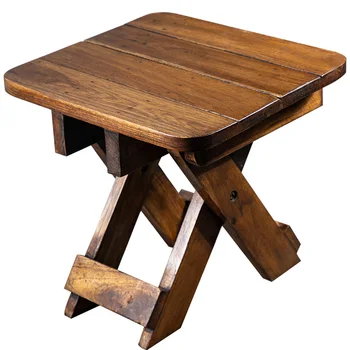 

Solid wood folding stool adult home simple chair teak train Mazar small bench outdoor portable fishing
