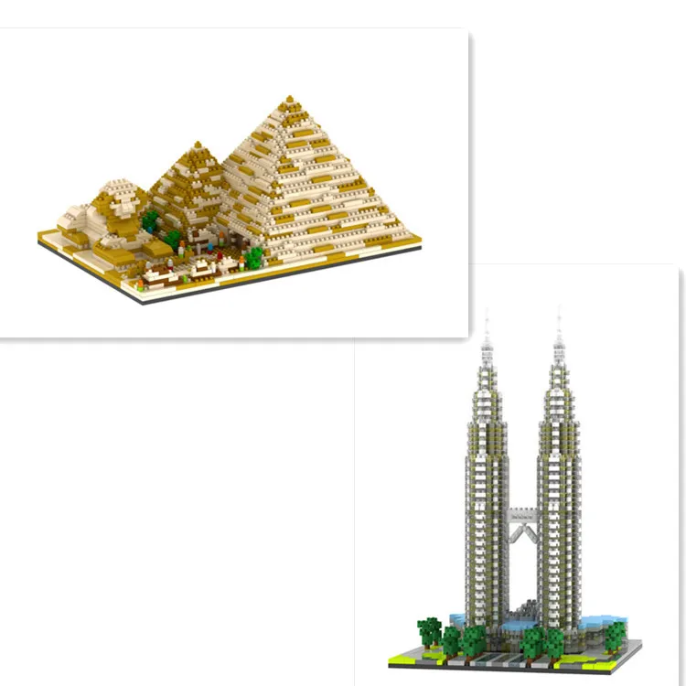 

Weili YZ Architecture Building Blocks Educational Assembled Twin Towers Pyramid Children Toy Building Blocks 057 059