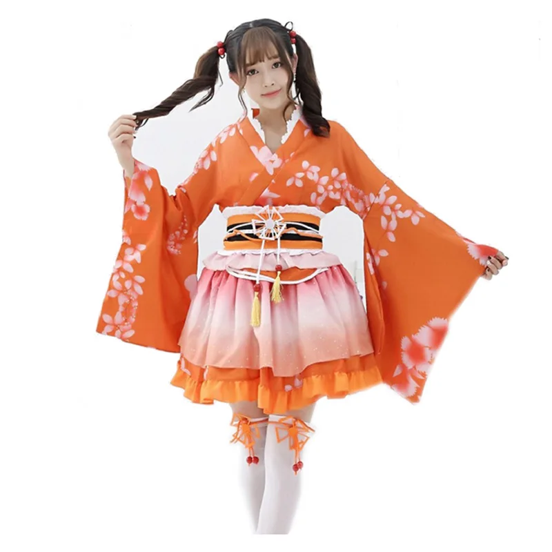 Аниме Love Live Honoka Kousaka карнавальный костюм винтажное японское кимоно женское юката