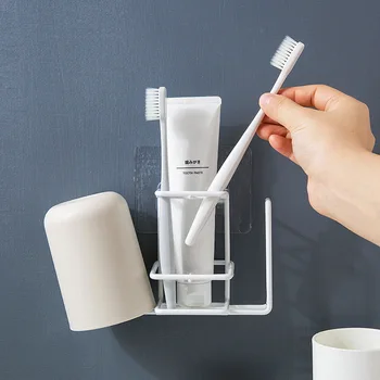 

Stainless Steel Toothbrush Holder Toothpaste Storage Rack Shaver Tooth Brush Dispenser Bathroom Organizer Accessories Y9Y090A14