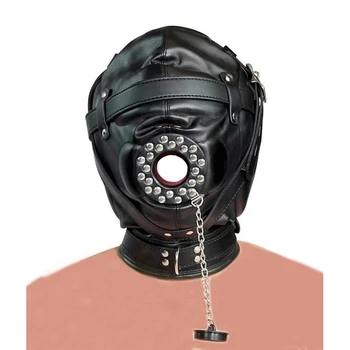 Bdsm Mask With Gag,Gear Bondage,Role Play Hood Padded Blindfold,Sex Toys For Couples,Head Harness SM Products 6