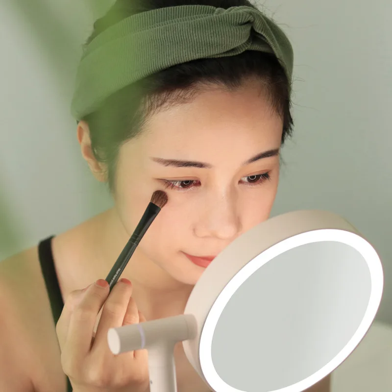 

MUID Flipping Makeup Mirror Creative LED Light Rechargeable Desktop Amplifier Princess Dressing Mirror Lamp Desktop Storage
