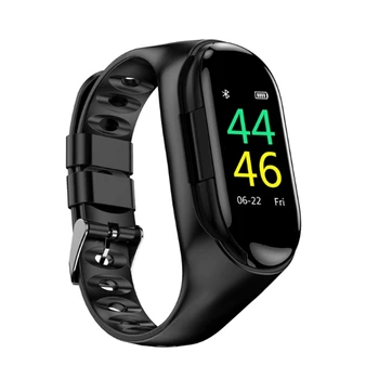 

M1 Newest AI Smart Watch with Bluetooth Earphone Heart Rate Monitor Smart Wristband Long Time Standby Sport Watch Men(Black)