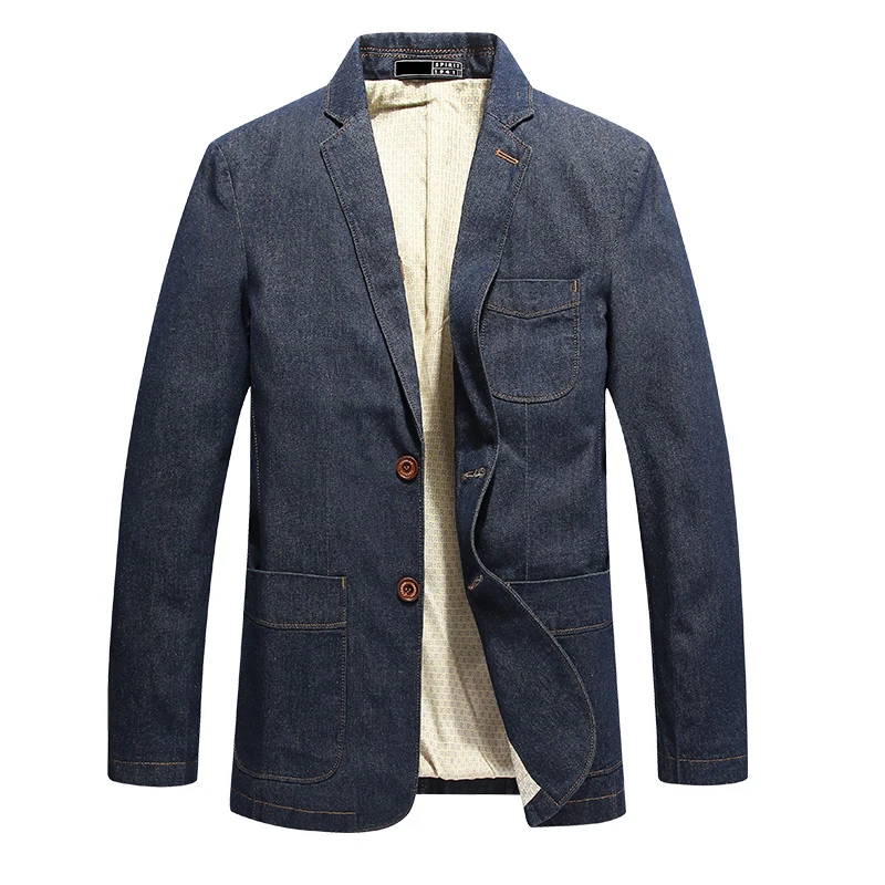 Vintage Blue Casual Denim Jacket Men Cotton Coat 3XL 4XL Male Brand-Clothing Stylish Spring Autumn Blazer Suit Jeans Jacket Men Dropshipping - Цвет: Vintage Blue