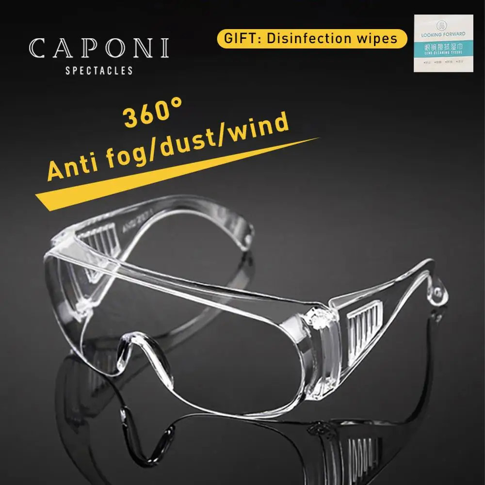

CAPONI Medical Glasses Men Anti Coronavirus Anti Fog Dust Male's Googles Transparent Protective Virus Eyeglasses For Women J4204