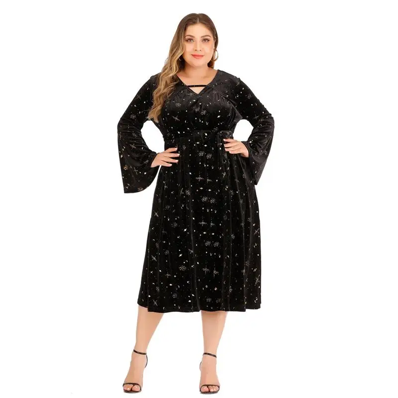 XL 5XL осень зима размера плюс вельветовое платье на каждый день для женщин с