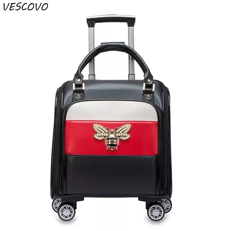 VESCOVO 1" 18 дюймов модный чемодан на колесах лёгкая тележка сумка для рук багаж женская сумка для переноски на роликах багаж посадочная тележка чехол