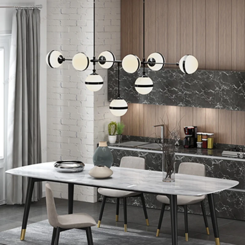 American Loft RH Retro Metal Round Led E14 Chandelier Lustre Luminaria for Living Room Glass Shades Pendant Chandelier Lighting