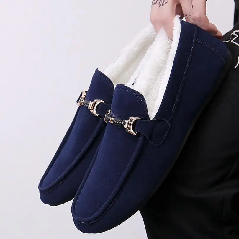 

Winter Shoes Men Fashion Keep warm plush Mens Shoes Casual Driving Boat shoes Men Male Loafers Wedding Shoes Mocassin Homme 2019