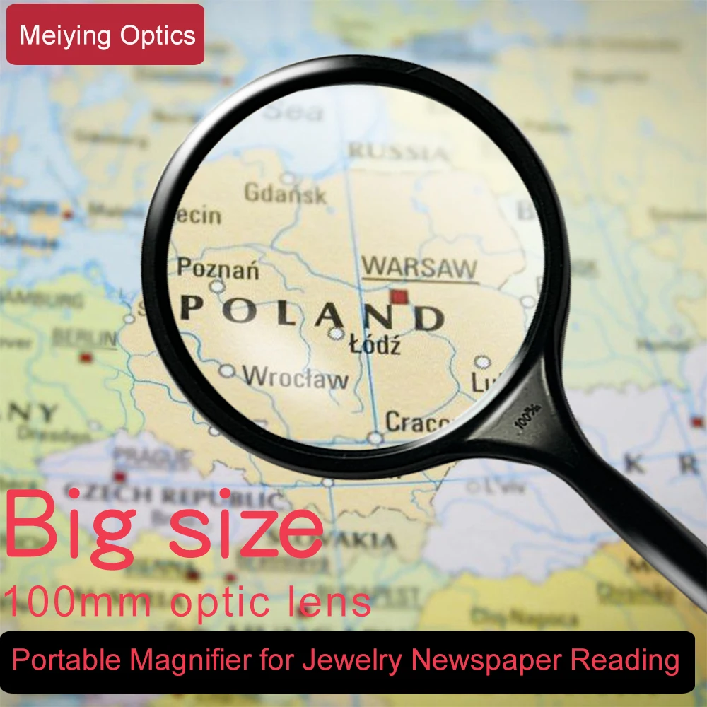 

10X Portable 100mm Handheld High Definition Reading Magnifier Glass Eye Loupe Magnifying Glass for Reading