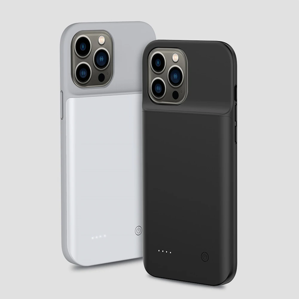 Power Bank Cover For iPhone 13 Pro Max 13 Pro 13 Mini Battery Cases Silicone Shockproof External Battery Powerbank Charging Case