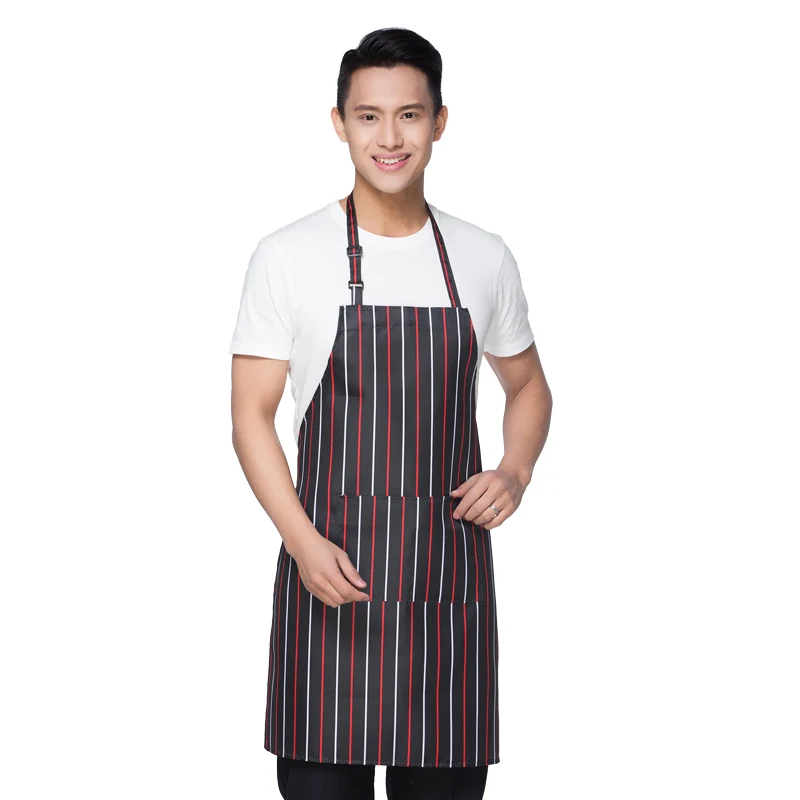 Wholesale price Adjustable Striped Plaid Long Fshion Man Women Waist Apron with Pocket Catering Chef Waiter Bar Kitchen Apron