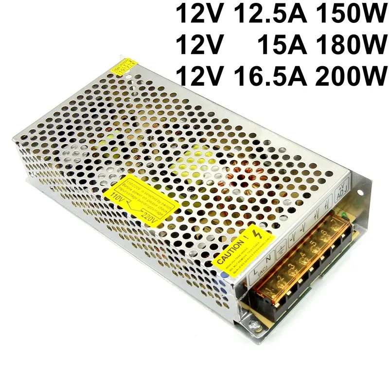 

12V 12.5A 15A 16.5A regulated switching power supply 150w 180w 200w for cctv Surveillance camera system led strip light