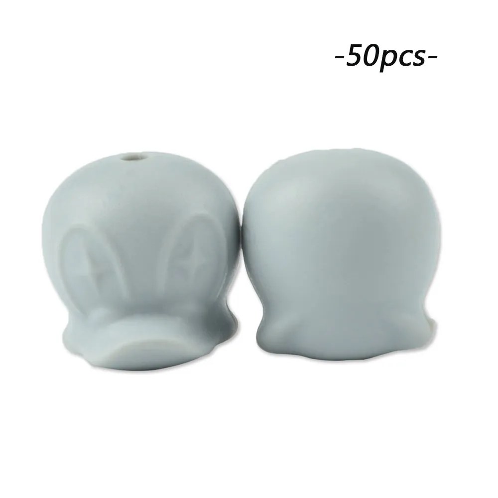 Light grey LOFCA 50 шт. силиконовые Дональд бусины пищевой силиконовый для детей для прорезывания зубов игрушки продукты жевательные соски цепи бусы-клипсы детский Прорезыватель - Цвет: Light grey