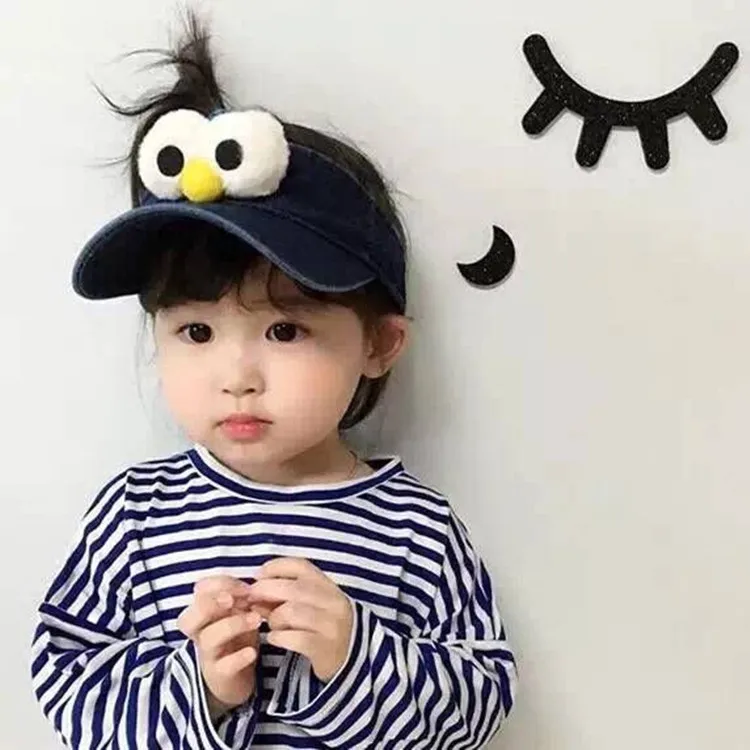 

Korean-style CHILDREN'S Sun Hat College Style Unroofed Baby Hat Men And Women with Big Eye Cute Cartoon Parent And Child Topless