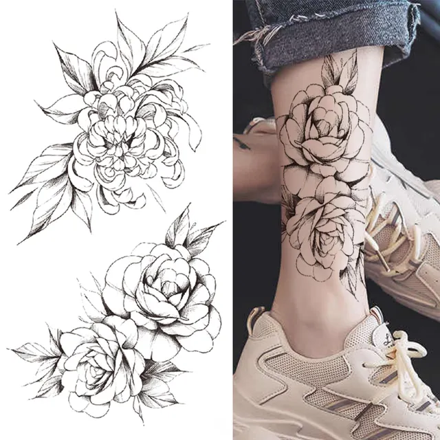 Sexy Lily Flower Temporary Tattoo For Women Girls Adult Black Elephant Rose  Tattoos Sticker Fake Orchid Daffodil Tatoos Paper - Temporary Tattoos -  AliExpress