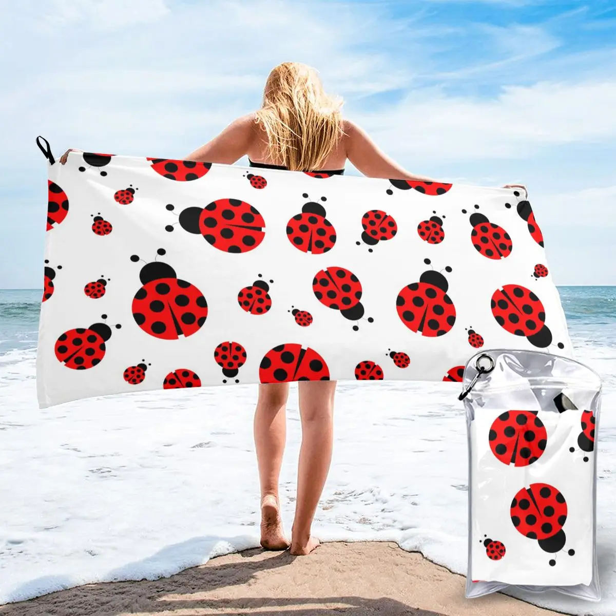 

Unique Style Quick Dry Beach Towel Ladybug Microfiber Bath Towel Beach Cushion Swimming Personalized Sand Free Beach Towel