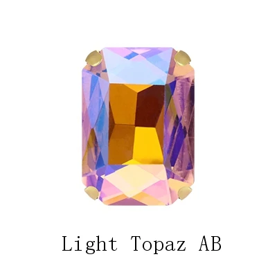 Light Topaz AB Шикарный восьмиугольник AB серии Стеклянный Кристалл Strass Топ стеклянные стразы золотые плоские когти с четырьмя отверстиями нашивки на одежду ремесла - Цвет: Light Topaz AB