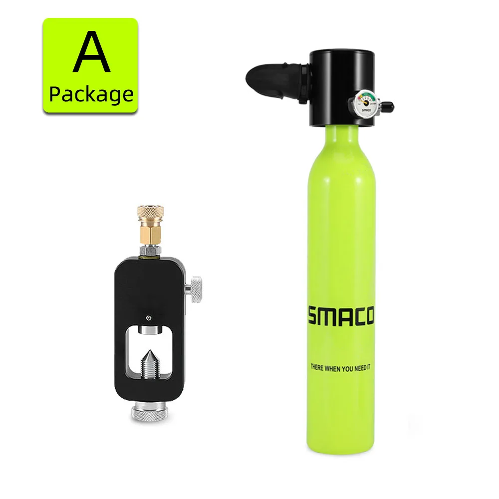 Package A Новое оборудование для дайвинга SMACO 0.5L мини дайвинг баллон для дайвинга Воздушный бак клапан для подводного плавания подводный дыхательный аксессуар - Цвет: Package A