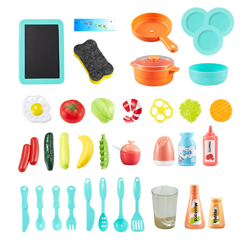  Kids Pretend Play Simulation Kitchen Set Chef Cooking Game Miniature Food Mini Cookware Spray Light - 4000155743634