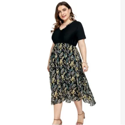 women dress high waist summer dress femme sexy v-neck plus size chiffon dress women long party dress elegant vestidos fw416