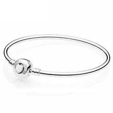 Серебряный браслет из натуральной 925 пробы, белый чудесный браслет с застежкой в виде сердца и змеи, женский браслет с бусинами, очаровательные модные ювелирные изделия