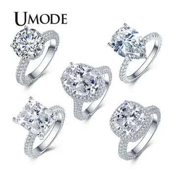 

UMODE Clear Cubic Zirconia Rings White Gold Finger Rings for Women Wedding Rings Luxury Crystal Fashion Jewelry Gift UR0574X