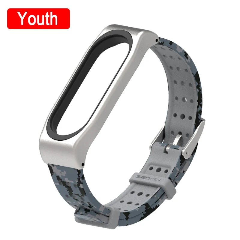 Youth Camouflage Металлический ремешок для mi Band 4 ремешок Безвинтовой браслет из нержавеющей стали для Xiaomi mi ремешок 4 Металлический Замена ремешка аксессуары - Цвет: Youth Camouflage