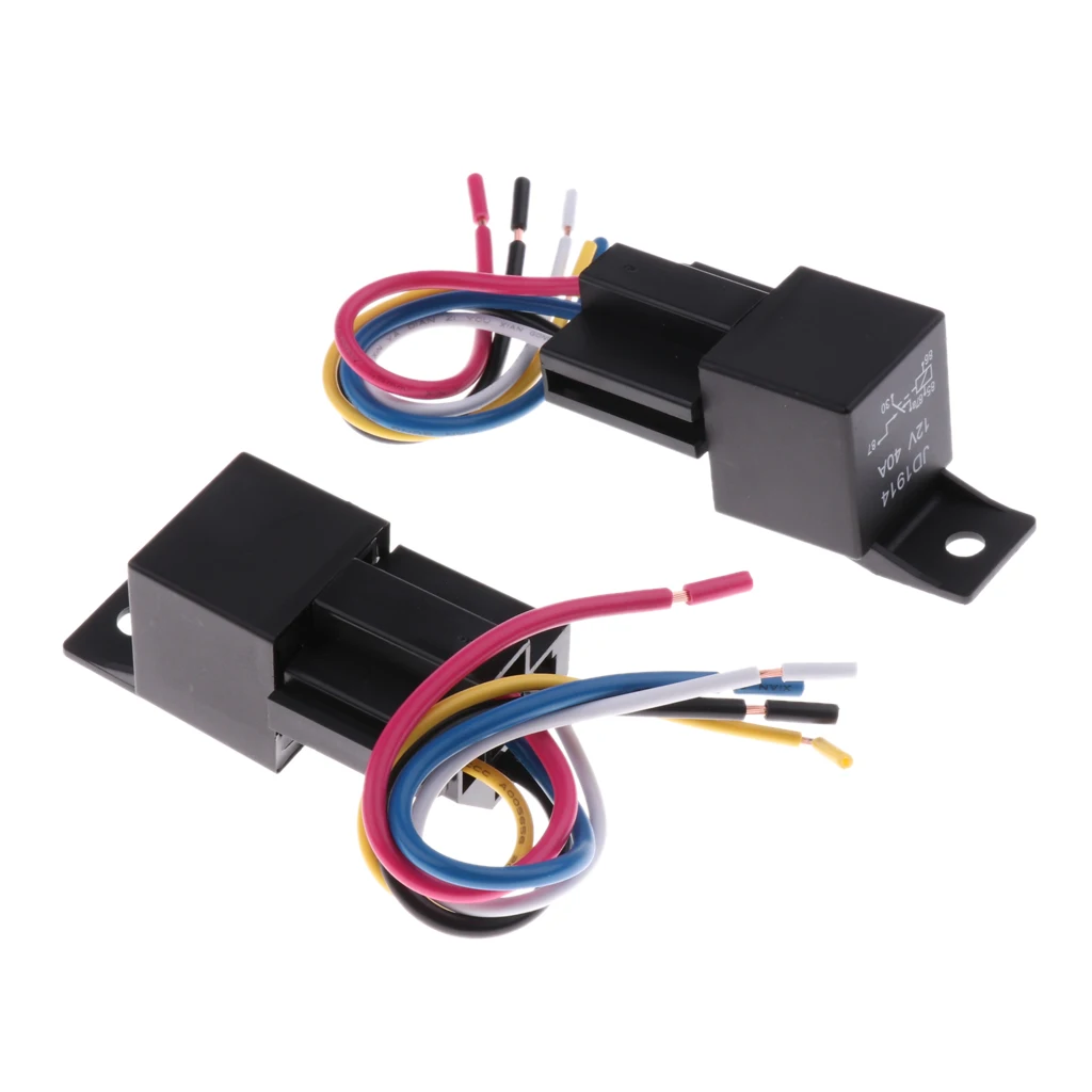 2 комплекта JD1914 12V 40A 40Amp 5-контактный SPST автомобильное реле 5 проводов Жгут |