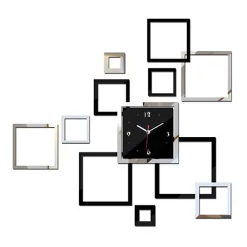 

2020 new fashion diy acrylic mirror wall clock europe 3d big quartz watch still life clocks living room home decoration stickers