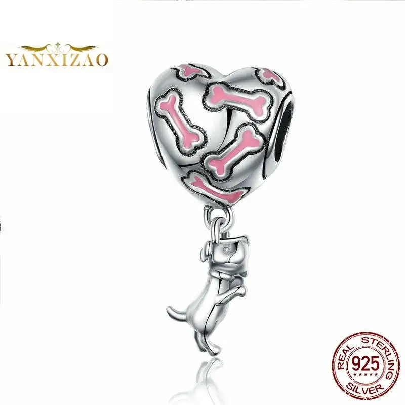 

Heart dog bone wholesale Diy letter beads for jewelry making Fit charm pandora bracelet silver 925 original
