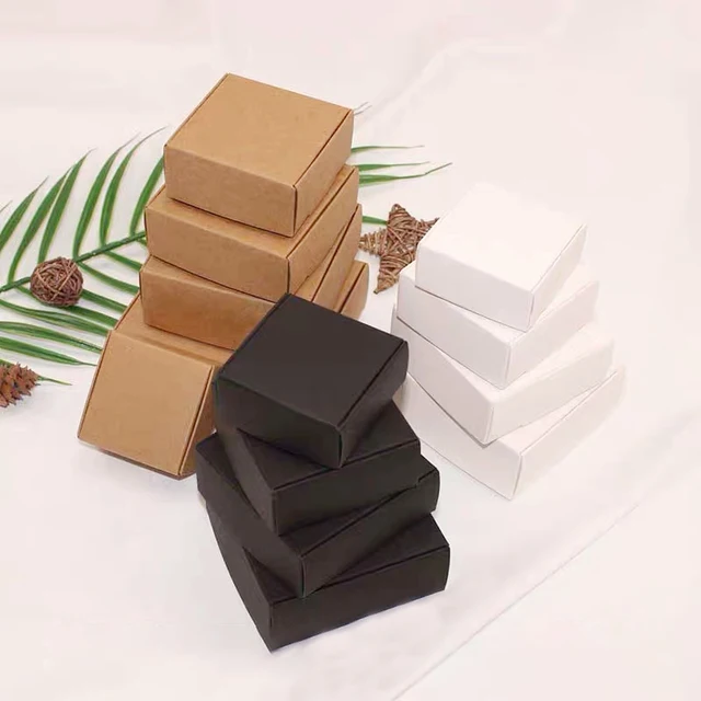 10pcs Hot Sell DIY Kraft Gift Boxes White/Brown/Black Paper Small Soap Box Kraft Cardboard Mini Jewelry Packing Carton Box