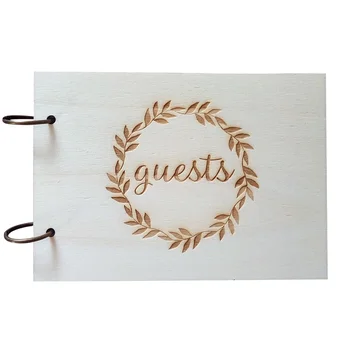 

Pages Gift Blank Calligraphy Rustic Date Couples Guestbook Journal Vintage Wooden Wedding Decoration Names Wedding Guest Book