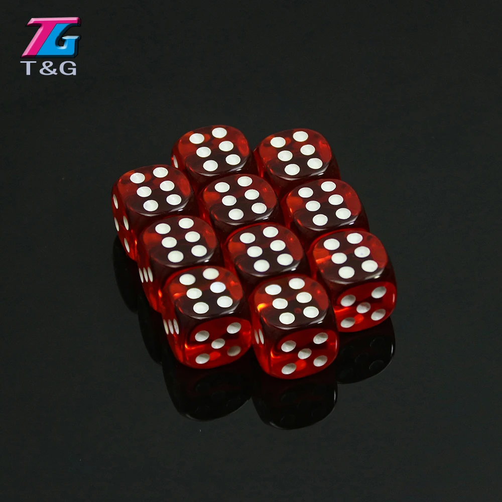 Colorful 14mm 10pcs/set Acrylic Transaprent d6 Dice 6 sided gambling red blue green yellow purple for Drinking Board Game|d6 dice set|dice board