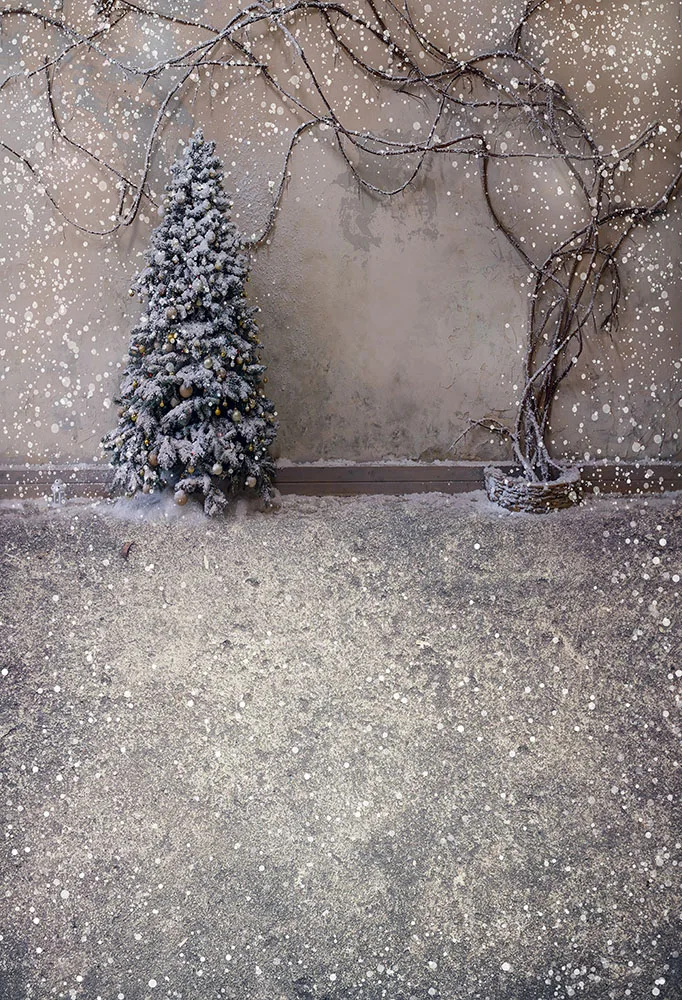 Christmas Background Photography Winter Snow Christmas Tree Wreath Wood Door Home Decor Holiday Family Celebrate Party Photocall