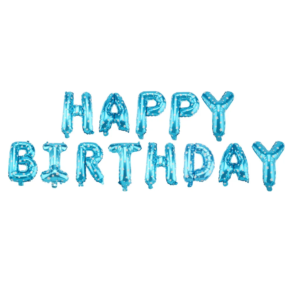 Puseky надувные буквы Фольга английский Happy birthday Алфавит шар День рождения украшения детский душ шарики - Цвет: Light Blu