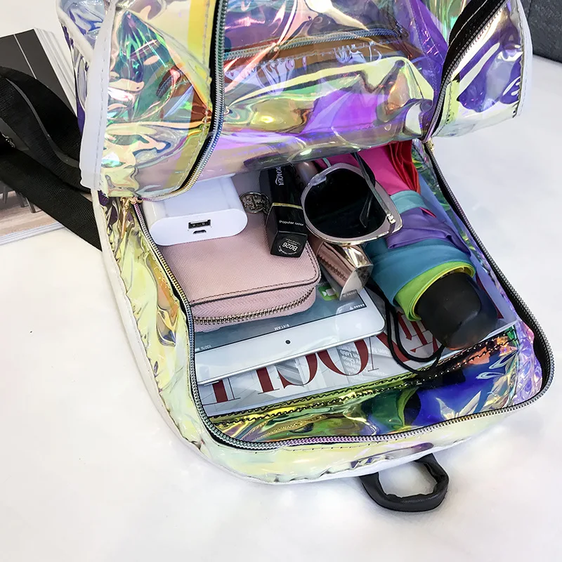 

Laser Transparent School Bag Student Japanese-style Korean-style Harajuku Campus Versatile Simple Street Fashion Cool Backpack