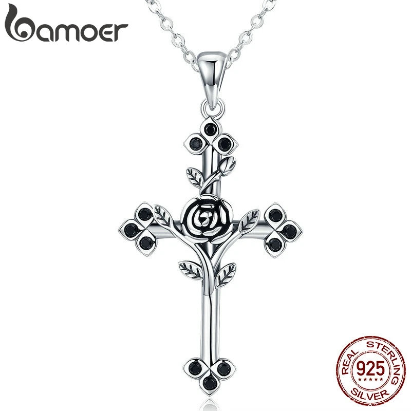 Женское колье из серебра 925 пробы с подвеской в виде креста|cross pendant necklace|necklaces for